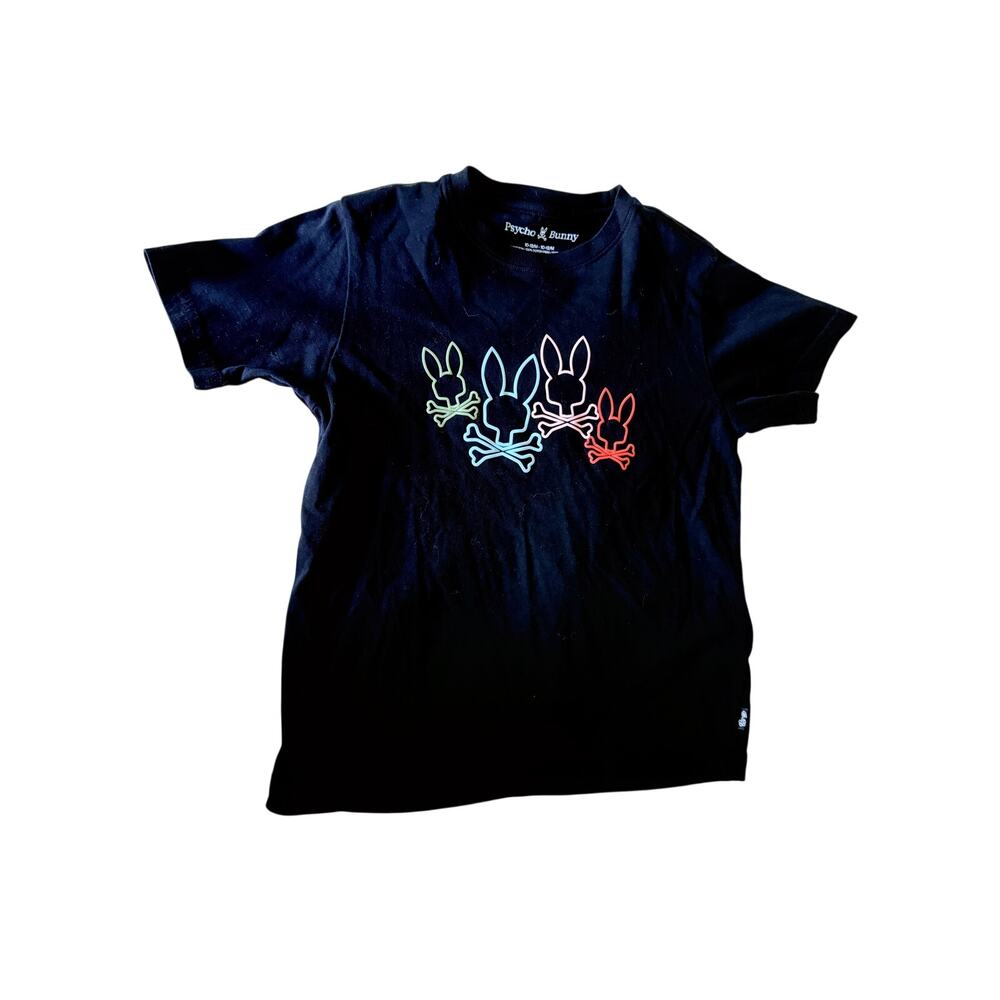 Psycho Bunny Black Neon Outline Bunny Graphic Tee sz 10-12 M